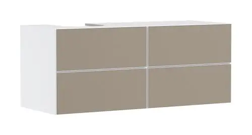 Waschtischunterschrank in Mattweiß mit vier Schubkästen, designed von Hansgrohe, ideal für einen Waschtisch, mit einem minimalistischen und funktionalen Design.